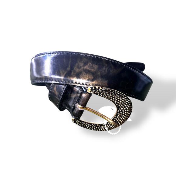 Vintage Cowhide Leather Belt Brown Gold Belt Italy Maison Blanche Size Small main image 5